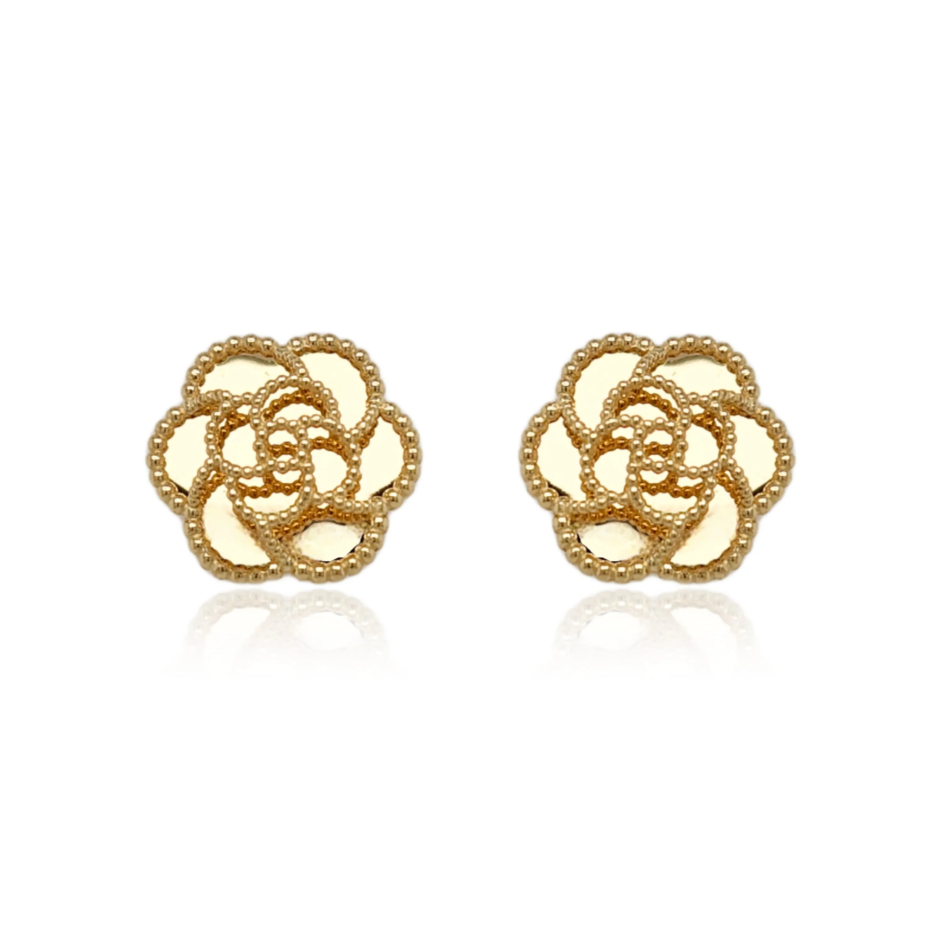 14K Gold Flower Stud Earrings