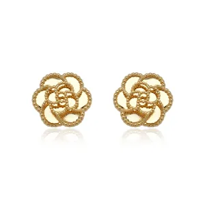 14K Gold Flower Stud Earrings