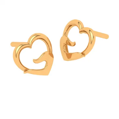 14k Gold Heart Earring For Everyday Wear