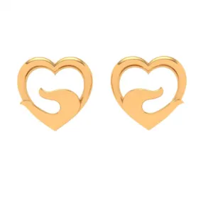 14k Gold Heart Earring For Everyday Wear