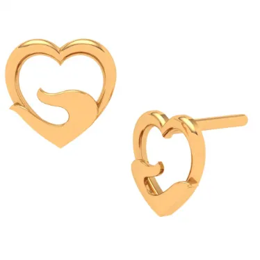 14k Gold Heart Earring For Everyday Wear