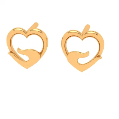 14k Gold Heart Earring For Everyday Wear