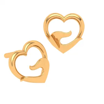 14k Gold Heart Earring For Everyday Wear