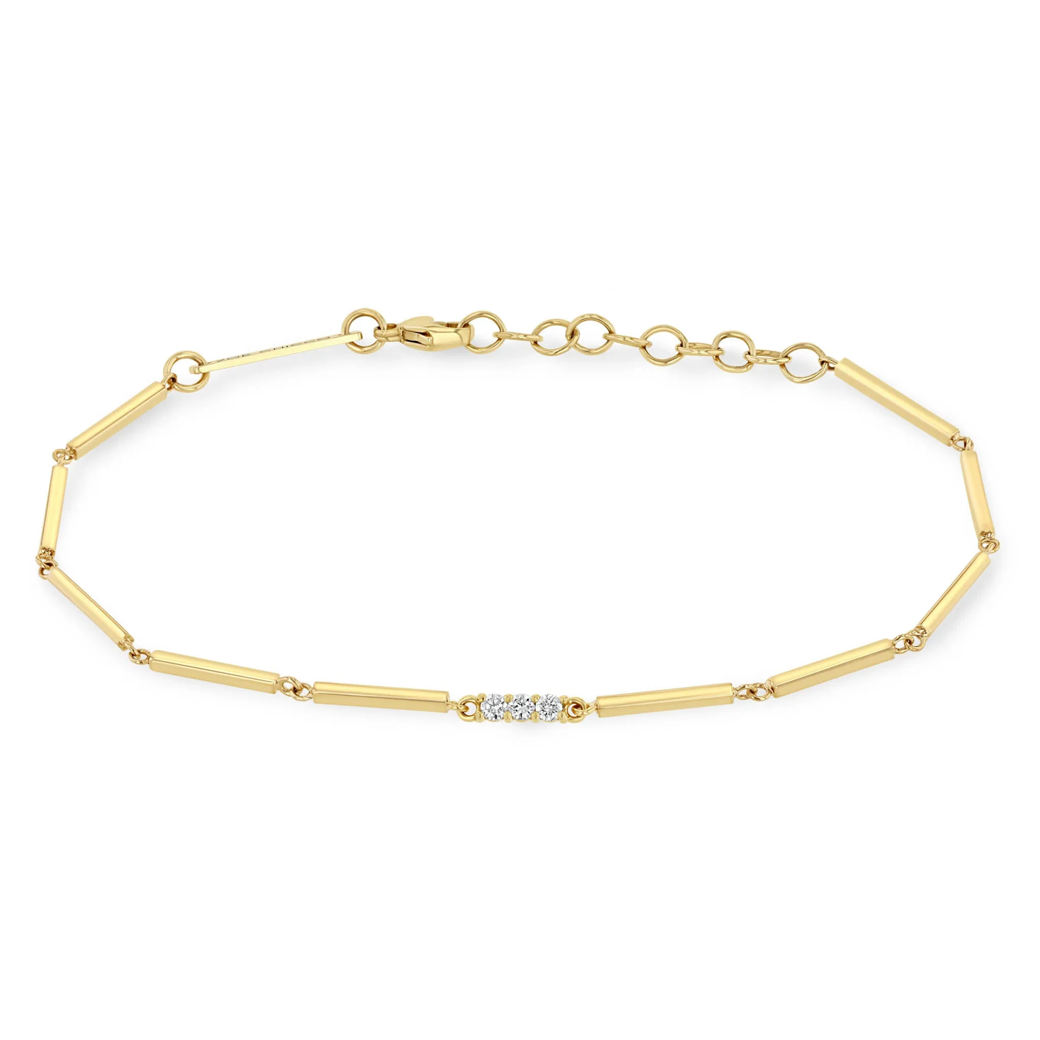 14k Single Diamond Bar Gold Linked Bar Bracelet