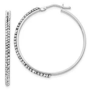 14k White Gold Swarovski Hinged Hoop Earrings