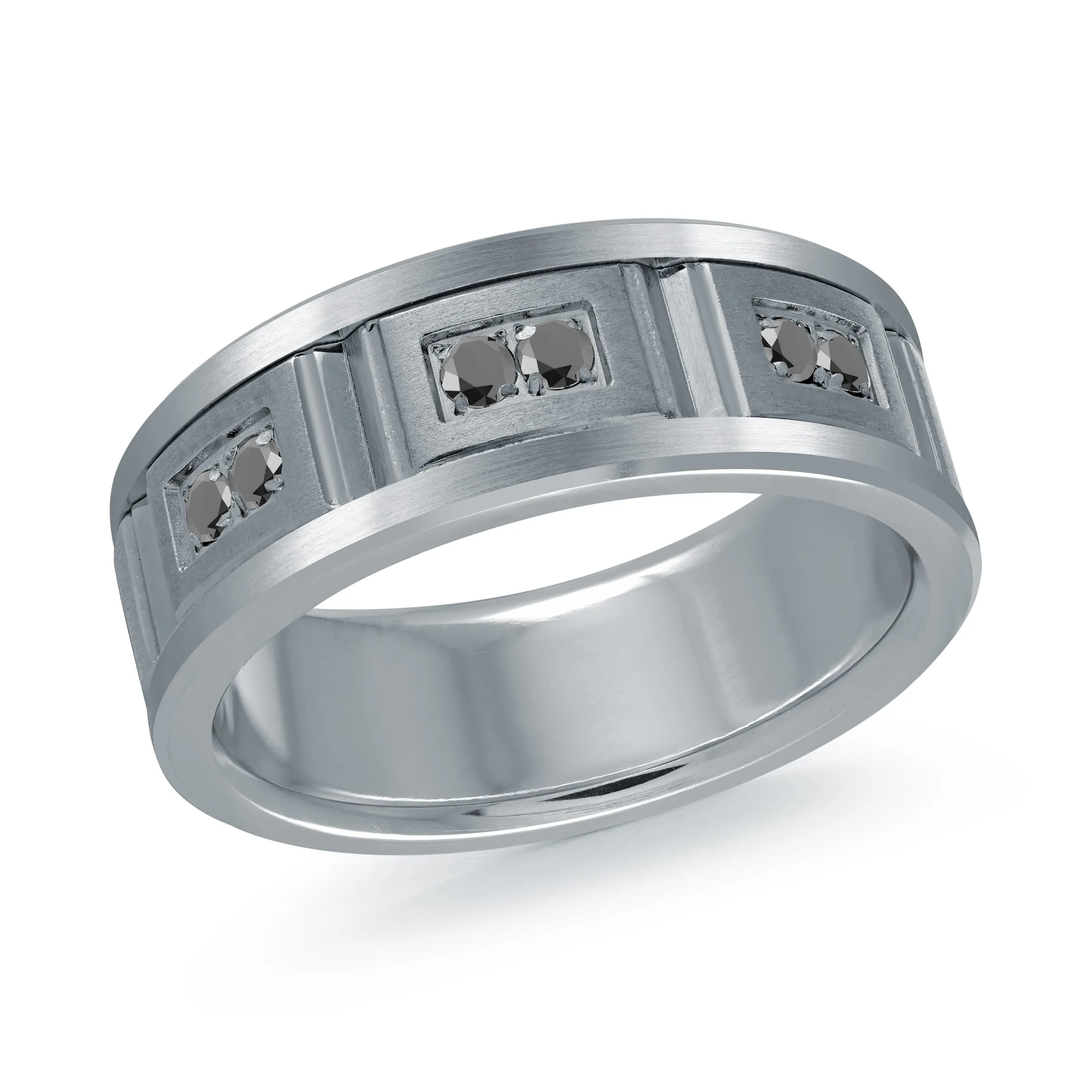 14K White Gold with Carbon Fiber Ring from the Tantalum Collection by Malo - MRDTN-046-8WBD