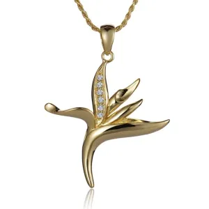 14K Yellow Gold Bird of Paradise Pendant