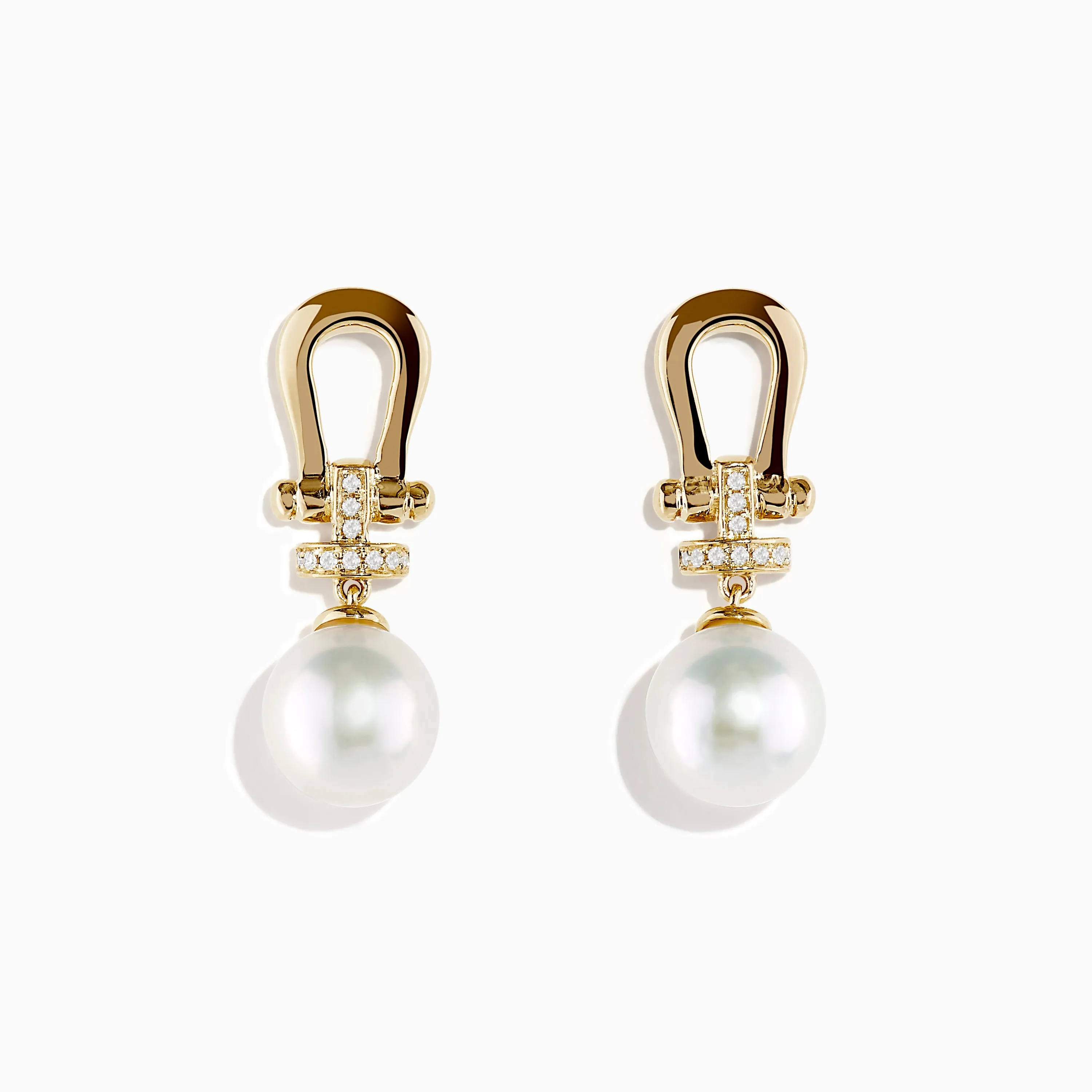 14K Yellow Gold Fresh Water Pearl and Diamond Earrings