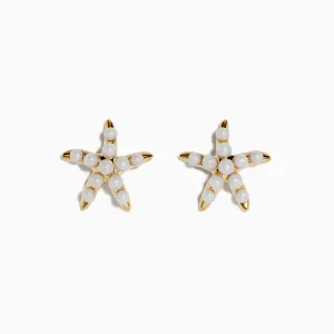 14K Yellow Gold Fresh Water Pearl Starfish Stud Earrings