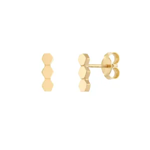 14k Yellow Gold Honeycomb Earrings