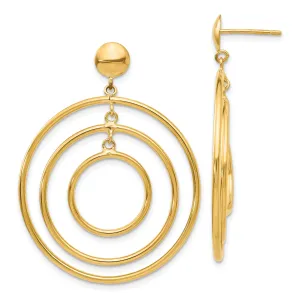 14k Yellow Gold Polished Dangle Post Earrings