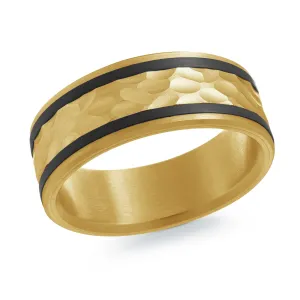 14K Yellow Gold with Carbon Fiber Ring from the Noir Collection by Malo - MRDA-151-8YB