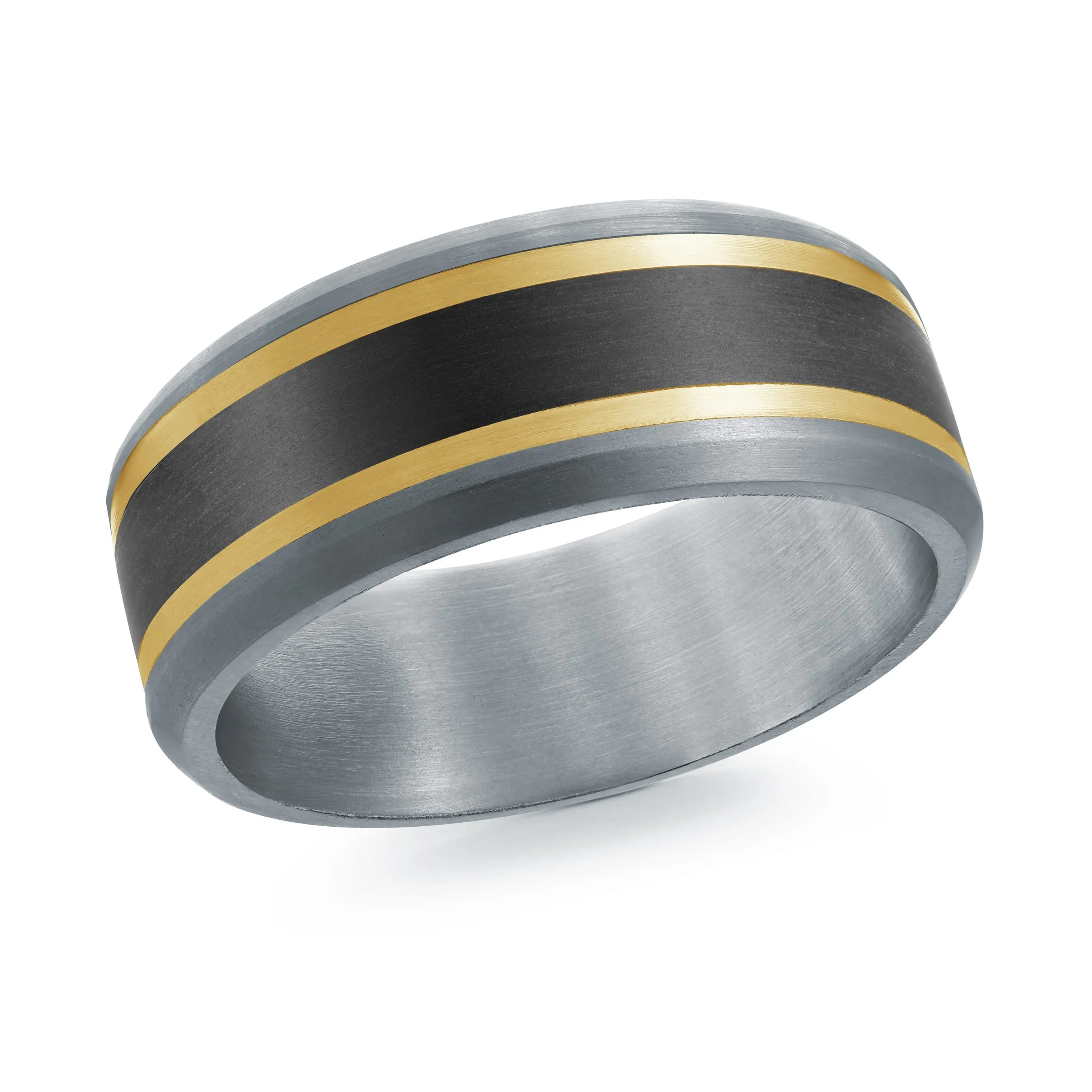 14K Yellow Gold with Carbon Fiber Ring from the Tantalum Collection by Malo - MRDTC-014-8YB