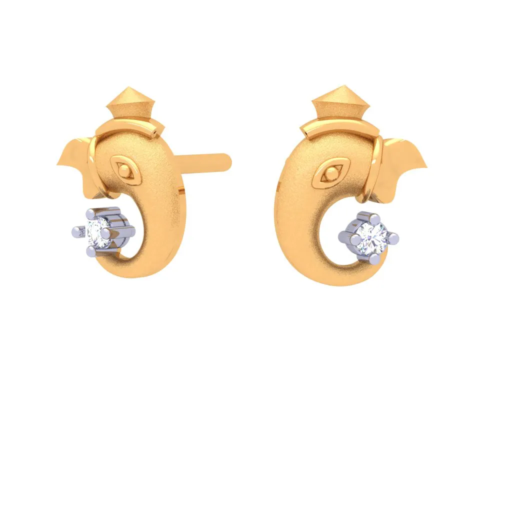 18k Lord Ganesha Diamond Earrings From Diamond Collection