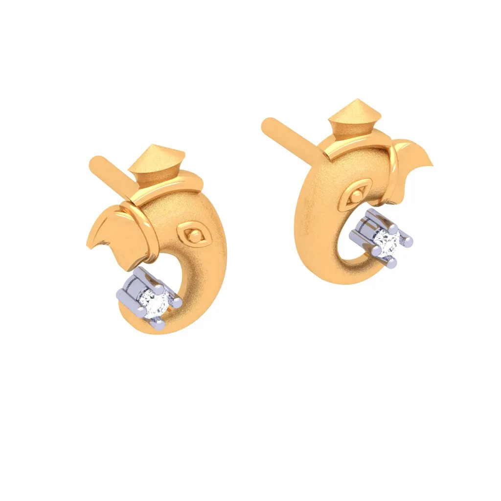 18k Lord Ganesha Diamond Earrings From Diamond Collection