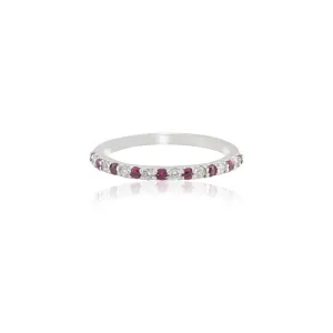 18K White Gold Ruby Diamond Eternity Band