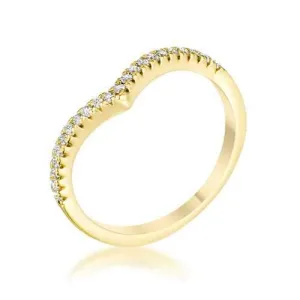 .22Ct Goldtone Chevron Ring with CZ