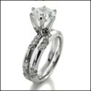 2.5 Round Center Cubic Zirconia Matching Engagement Ring Set 14k White Gold