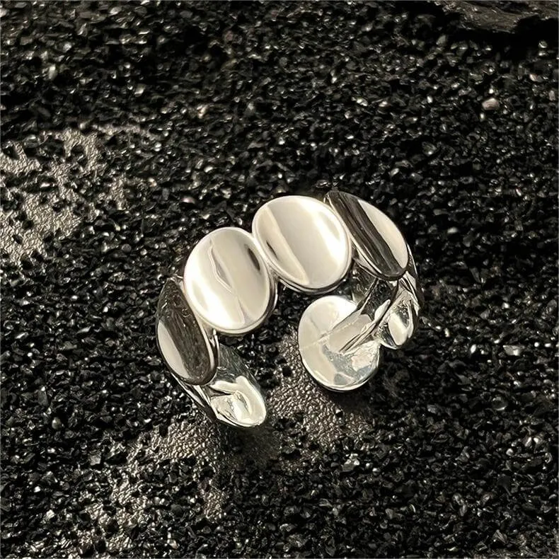 925 Sterling Silver Oval Slice Plain Ring