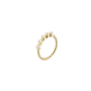 Adorned Pearl Stacking Ring in Gold