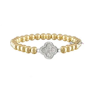 Alyssa's CZ Clover Stretch Beaded Bracelet