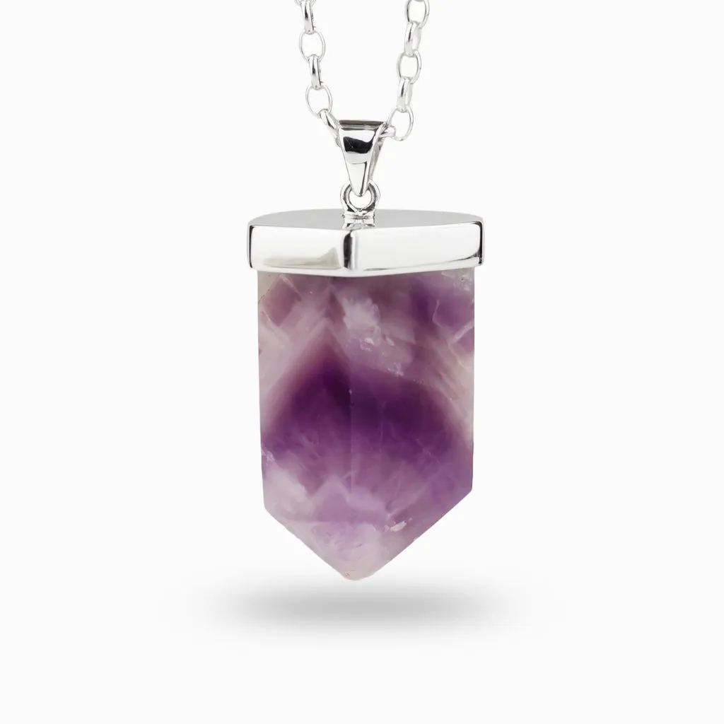 Amethyst and Quartz Chevron Crystal Necklace