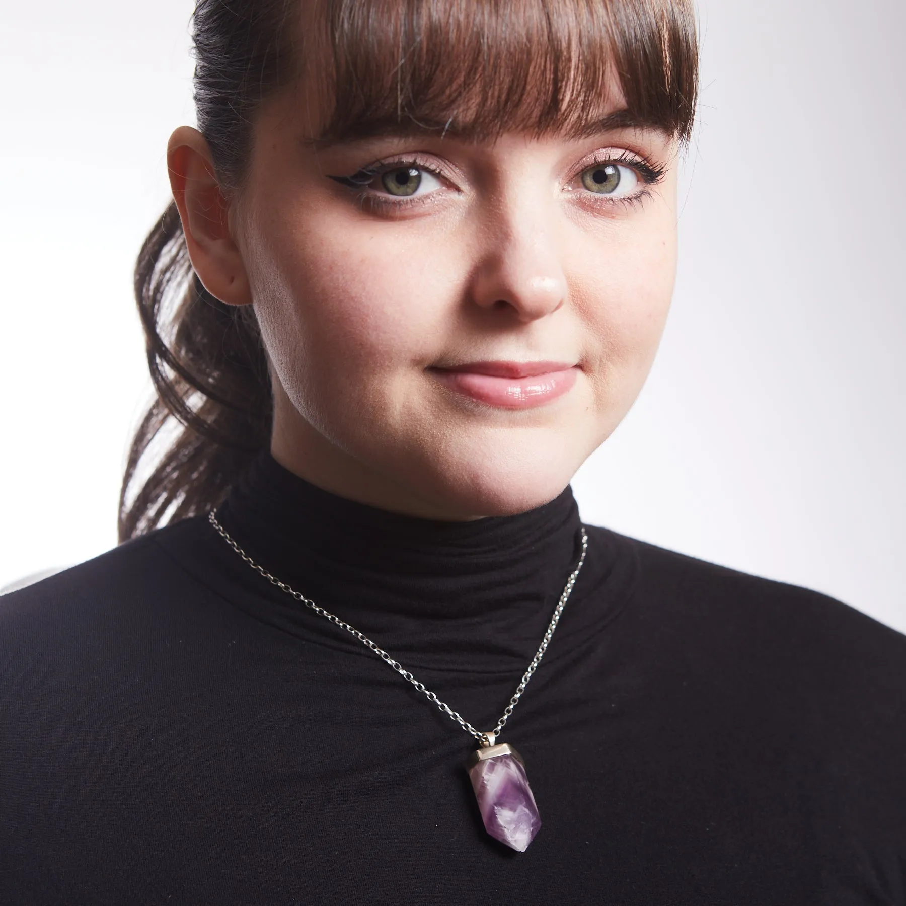 Amethyst and Quartz Chevron Crystal Necklace