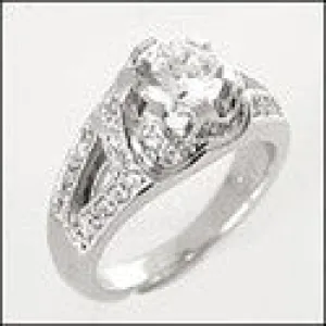 Anniversary 1. Ct Round Center Pave Set Cubic Zirconia Cz Ring