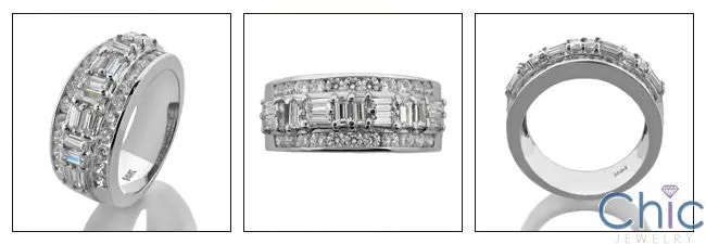 Anniversary 1.5 TCW Round Baguettes Cubic Zirconia Cz Ring