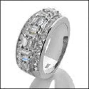 Anniversary 1.5 TCW Round Baguettes Cubic Zirconia Cz Ring