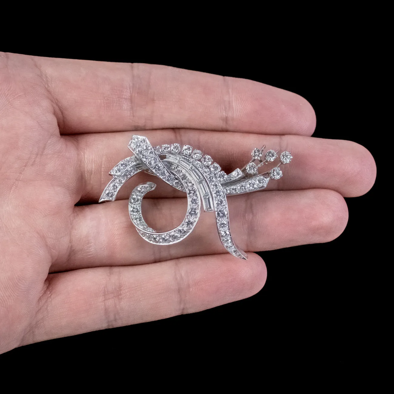 Antique Edwardian Belle Epoque Diamond Spray Brooch Platinum 5ct Of Diamond