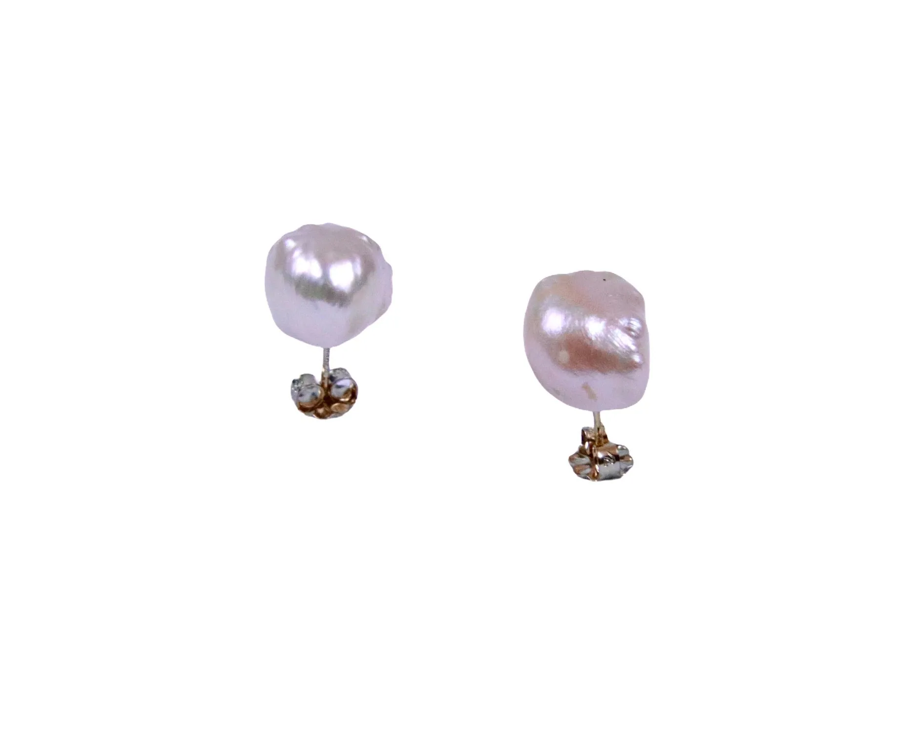 Ball Post Earrings with Large Freshwater Pearls