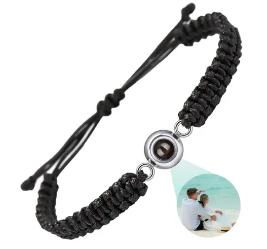 Black Personalised Projection Photo Inside Bracelet