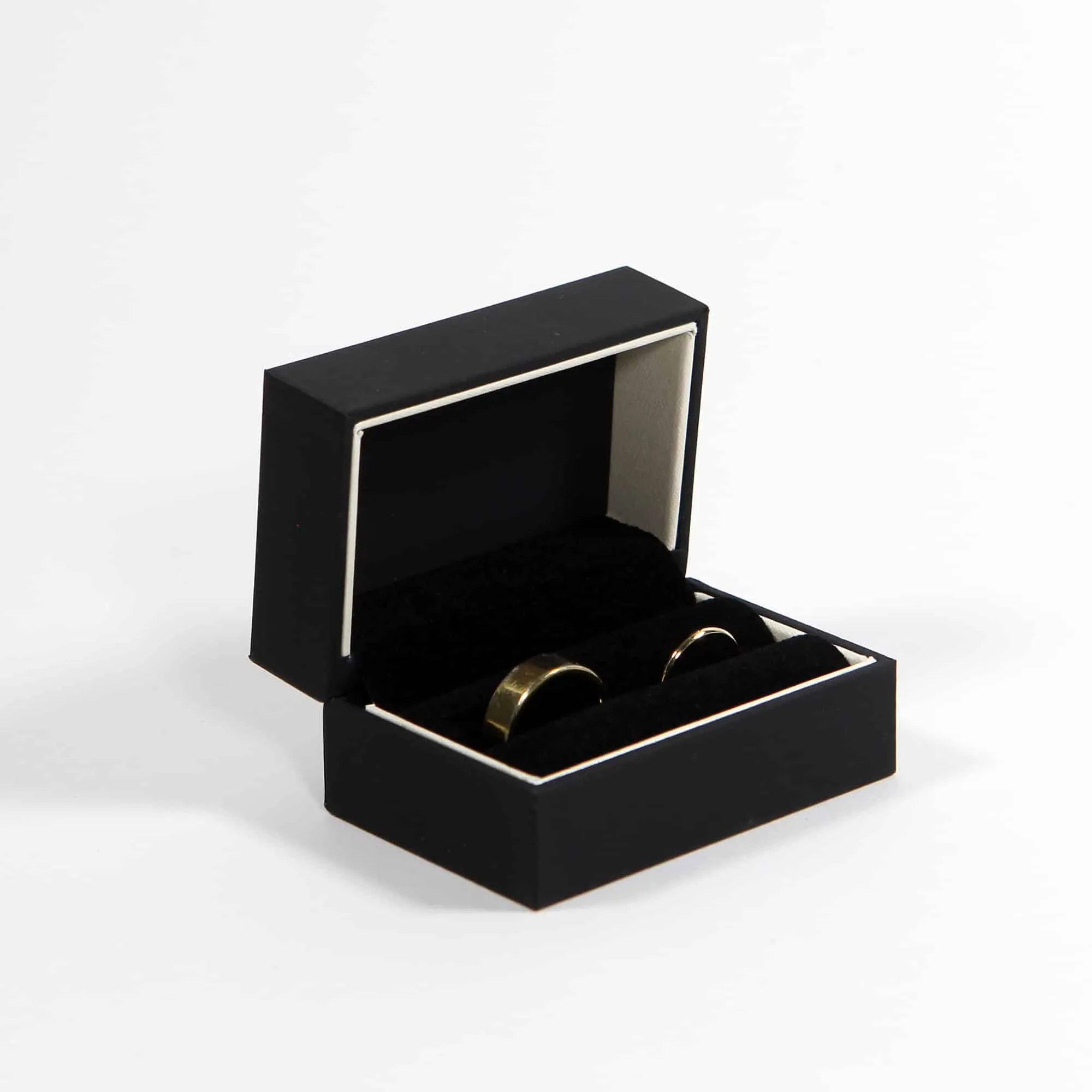 Black with White Stripe Wedding Ring Box - Double