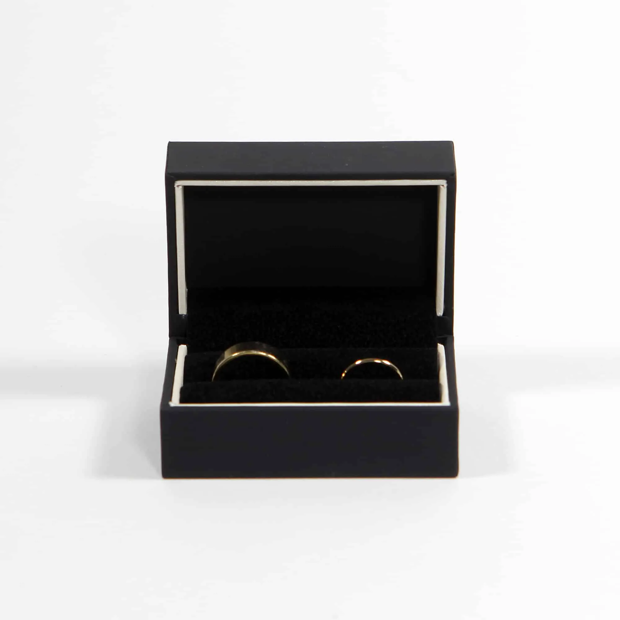 Black with White Stripe Wedding Ring Box - Double