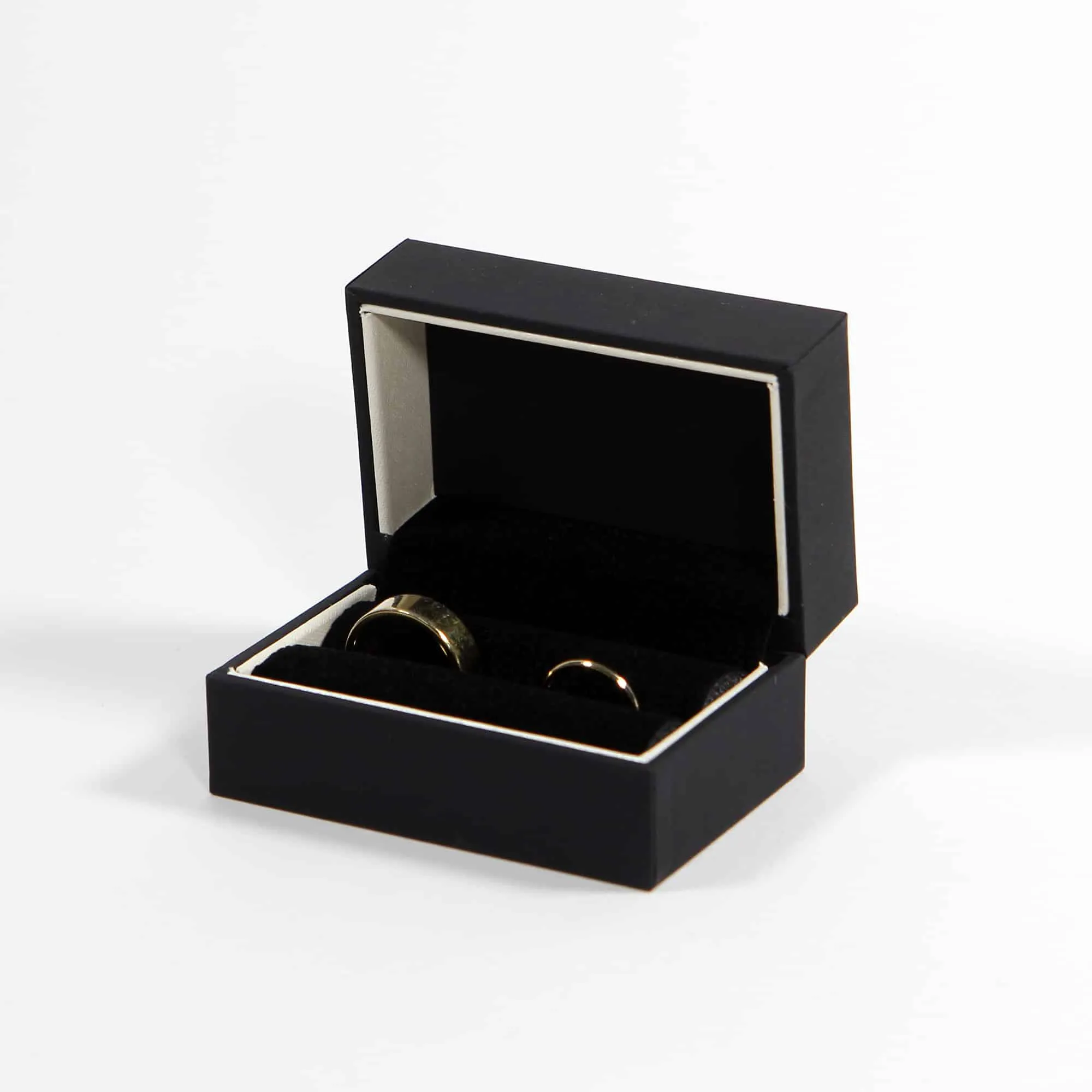 Black with White Stripe Wedding Ring Box - Double