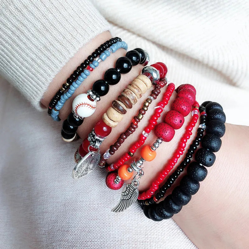 Bohemian Women's Multi-layer Elastic Bead Stackable Bracelet Set