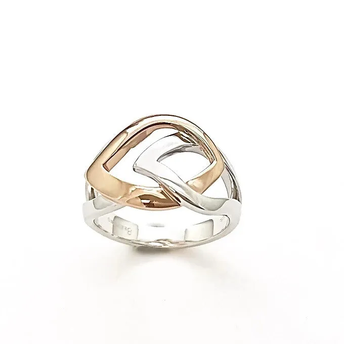 Breuning Sterling Silver & Rose Gold Plate Ring