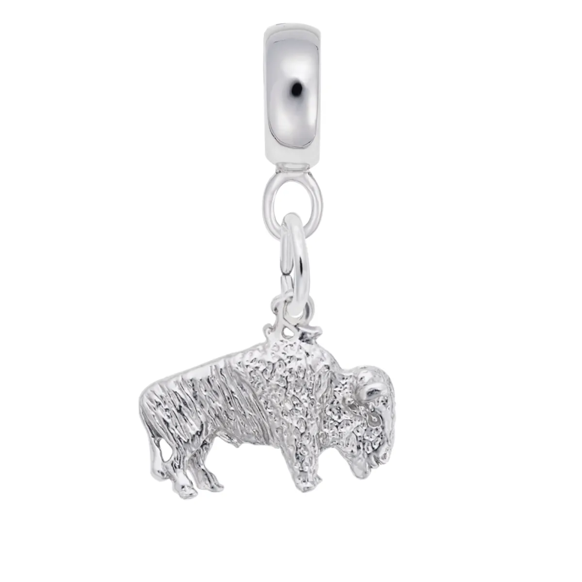 Buffalo Charm Dangle Bead In Sterling Silver