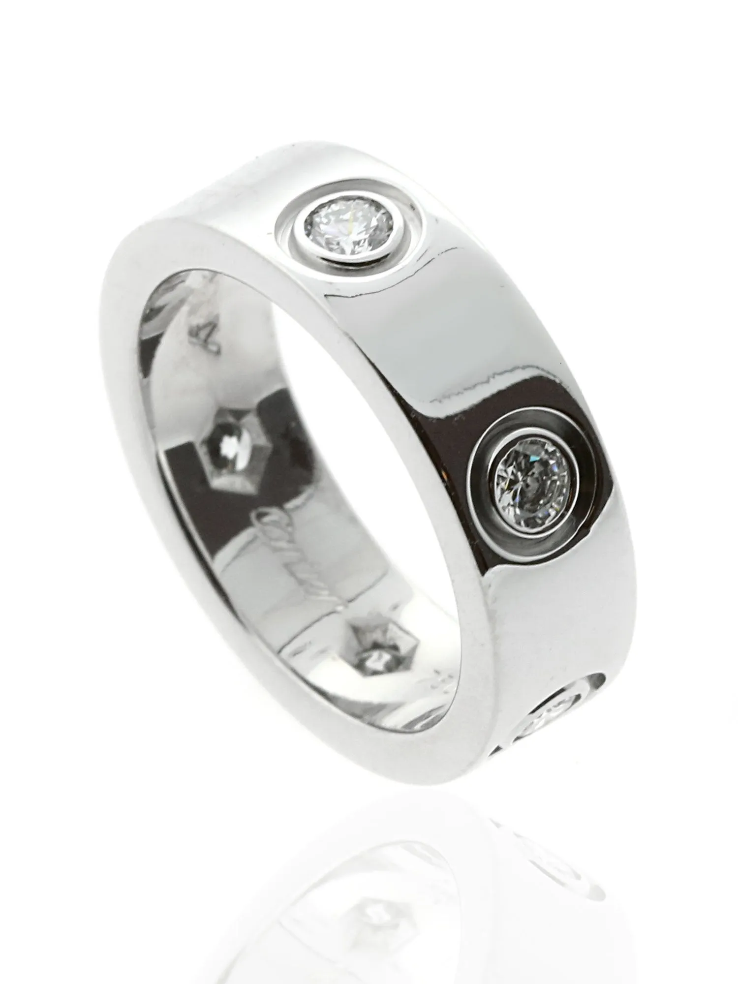 Cartier Love Full Diamond Ring in 18k White Gold Sz 46