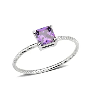 CJ3856 Wholesale Women's Stainless Steel Amethyst Minimal Ring