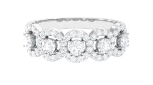 Classic Diamond Halo Half Eternity Ring