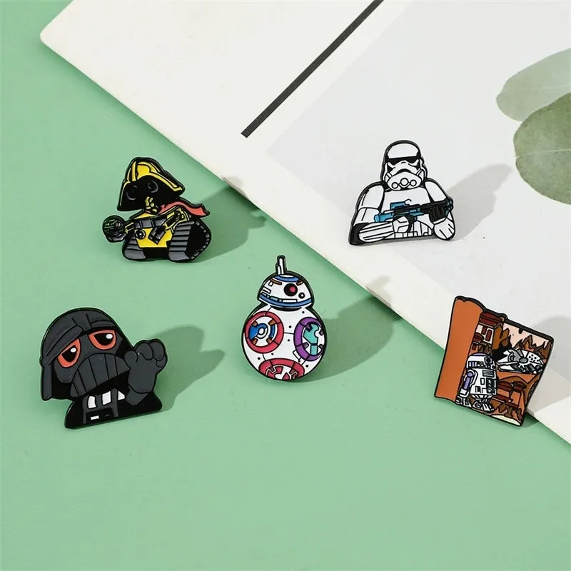 Creative Cartoon Spaceship Robot Modeling Alloy Paint Shoes And Hats Clothes Brooch Badge Wholesale