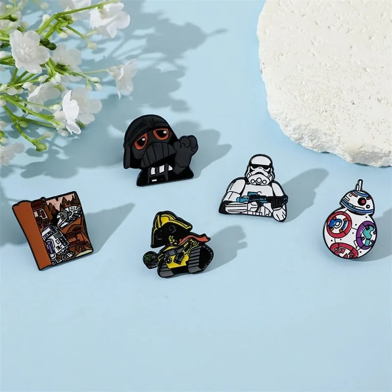 Creative Cartoon Spaceship Robot Modeling Alloy Paint Shoes And Hats Clothes Brooch Badge Wholesale