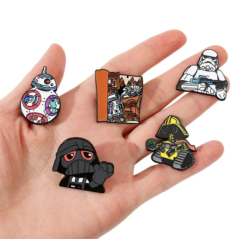 Creative Cartoon Spaceship Robot Modeling Alloy Paint Shoes And Hats Clothes Brooch Badge Wholesale