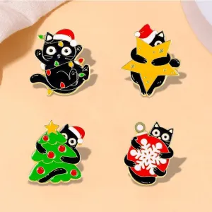 Creative Cat Pins Christmas Brooches