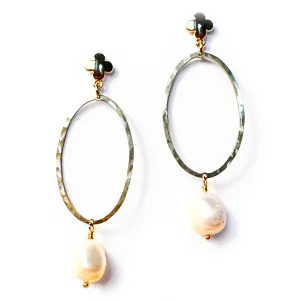 Cross and Oval gold with Fresh Water Pearls