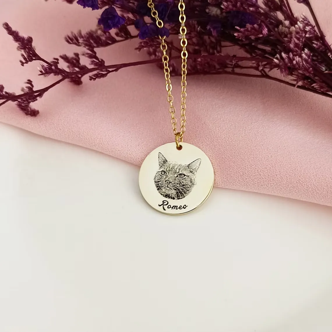 Custom Personalized Pet Portrait Name Necklaces