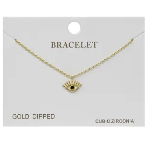 CZ Evil Eye Charm Delicate Chain Bracelet