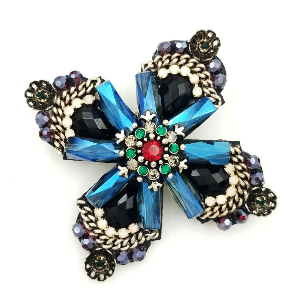 Dark Blue Cross Brooch